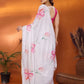 Rajwada White Georgette Printed Saree For Women