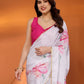 Rajwada White Georgette Printed Saree For Women