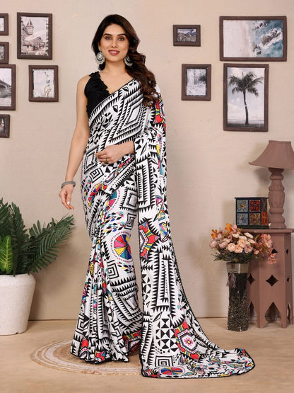 Rajwada Multicolor Georgette Printed Saree For Women