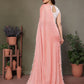 Rajwada Peach Georgette Plain Saree For Women