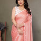 Rajwada Peach Georgette Plain Saree For Women