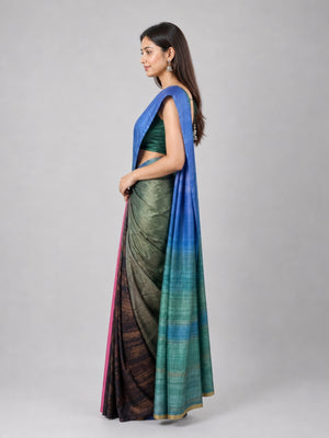 Multicolor Chinon Solid Saree