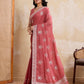 Rajwada Peach Georgette Printed Saree For Women