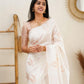 Rajwada White Silk Blend Woven Saree For Women