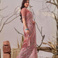 Rajwada Light Pink Linen Cotton Printed Saree For Women