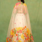 Rajwada White Georgette Floral Print Semi Stitched Lehenga For Women