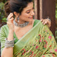 Rajwada Pista Green Cotton Linen Striped Saree For Women