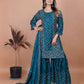 Rajwada Teal Chinon Embroidered Stitched Kurta Set For Women