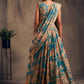 Rajwada Blue Organza Printed And Embriodered Semi-Stitched Lehenga For Women