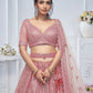 Rajwada Pink Soft Net Embellished Semi-Stitched Lehenga With Unstitched Blouse For Women