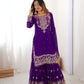 Rajwada Purple Georgette Embroidered Stitched Kurta Set For Women