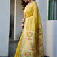Rajwada Yellow Silk Blend Solid Saree For Women