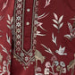 Rajwada Maroon Viscose Silk Embroidered Stitched Kurta Set For Men