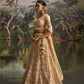 Rajwada Cream Net Embroidered Semi-Stitched Lehenga For Women