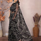 Rajwada Black Georgette Printed Saree With Unstitched Blouse For Women