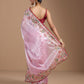 Rajwada Pastel Pink Organza Embroidered Solid Saree For Women