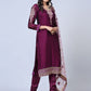 Rajwada Women Purple Embroidered Georgette Semi Stitched Salwar Suit