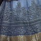 Rajwada Women Grey Embroidered Soft Net Semi Stitched Lehenga With Unstitched Blouse
