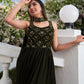 Rajwada Women Stylish Embroidered Olive Georgette Semi Stitched Gown