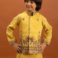 Rajwada Yellow Viscose Silk Embroidered Stitched Kurta Set For Kids
