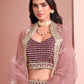 Rajwada Wine Art Silk Embellished Semi-Stitched lehenga For Women