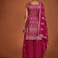 Rajwada Women Magenta Embroidered Georgette Partywear Stitched Kurta Set
