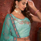 Rajwada Sky Blue Net Embroidered Semi Stitched Lehenga With Unstitched Blouse for Women