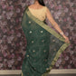 Rajwada Green Chiffon Printed Saree With Unsitched Blouse For Women