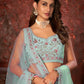 Rajwada Sky Blue Georgette Embellished Semi Stitched Lehenga With Unstitched Blouse for Women