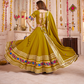 Rajwada Green Viscose Cotton Embroidered Semi-Stitched Lehenga Choli For Women