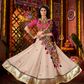 Rajwada Cream Cotton Blend Embroidered Mirror Semi-Stitched lehenga For Women