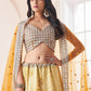 Rajwada Yellow Shibori Crepe Embroidered Semi Stitched Lehenga With Unstitched Blouse for Women