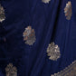 Dark Blue Nylon Woven Saree With Unstitched Blouse