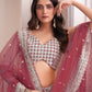 Rajwada Peach Shibori Crepe Embroidered Semi Stitched Lehenga With Unstitched Blouse for Women