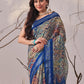 Rajwada Blue Linen Cotton Printed Saree For Women