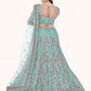 Rajwada Sea Green Embroidered Soft Net Semi Stitched Lehenga With Blouse For Women