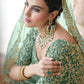 Rajwada Green Embroidered Soft Net Semi Stitched Lehenga With Blouse For Women
