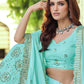 Rajwada Sea Green Embellished Georgette Semi Stitched Lehenga With Blouse For Women