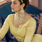 Rajwada Yellow Embroidered Crepe Semi Stitched Lehenga With Blouse For Women