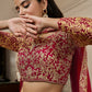 Rajwada Red Embroidered Georgette Semi Stitched Lehenga With Blouse For Women