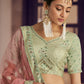 Rajwada Olive Embroidered Crepe Semi Stitched Lehenga With Blouse For Women