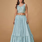 Rajwada Blue Embroidered Chiffon Stitched Lehenga With Blouse For Women
