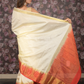 Rajwada Cream and Red Ethnic Woven Silk Blend Saree Without Blouse for Women