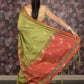 Rajwada Green Cotton Blend Woven Saree With Unstitched Blouse For Women