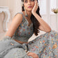 Rajwada Grey Organza Blend Embroidered Semi Stitched Lehenga With Unstitched Blouse for Women