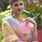 Rajwada Multicolor Printed Organza Saree with Unstitched Blouse for Women