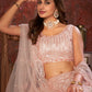 Rajwada Peach Net Embellished Semi Stitched Lehenga With Unstitched Blouse for Women