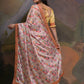 Rajwada Pink Printed Chiffon Saree With Unstitched Blouse For Women