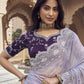 Rajwada Light Purple Silk Blend Embellished Elegant Saree For Women