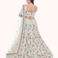 Rajwada White Embroidered Soft Net Semi Stitched Lehenga With Blouse For Women
